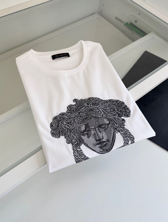 Мужская футболка Versace Medusa logo-embroidered - White