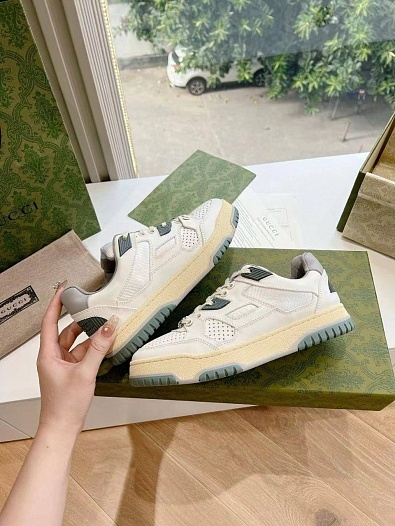 Женские кроссовки Gucci Premium - White / Green   