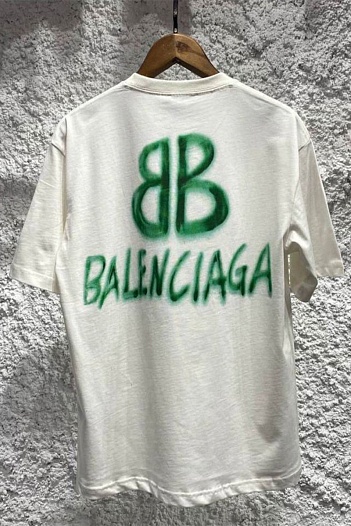 Мужская белая футболка Balenciaga graffiti-logo   