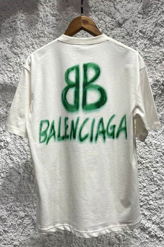 Мужская белая футболка Balenciaga graffiti-logo