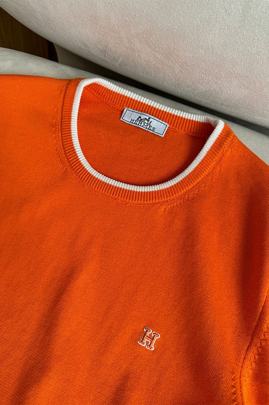 Мужской джемпер Hermes оранжевого цвета