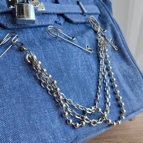 Женская джинсовая сумка Hermes Birkin 30 30x21 см (2 расцветки)