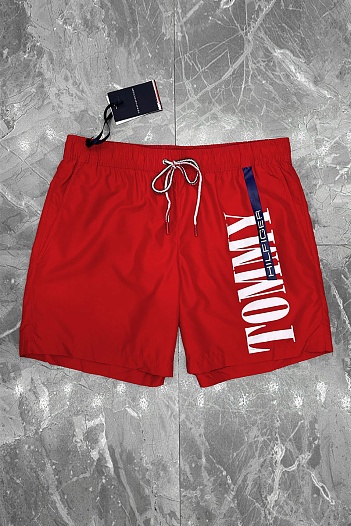 Мужские красные шорты Tommy Hilfiger logo-print   