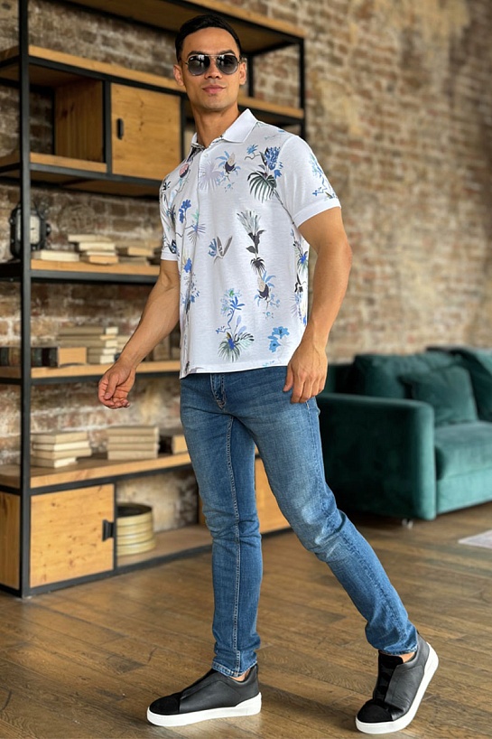 Мужское поло Etro "Floral" - White
