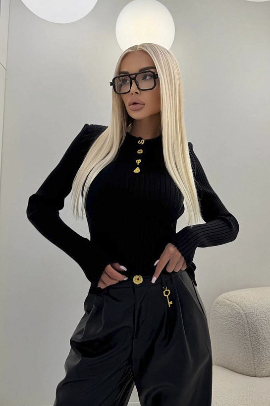 Женское поло с длинным рукавом Schiaparelli premium - Black