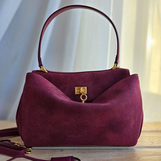 Замшевая сумка Balenciaga Rodeo 28x20 см - Cherry   