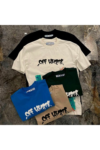 Бежевая оверсайз футболка Off-White logo-print   