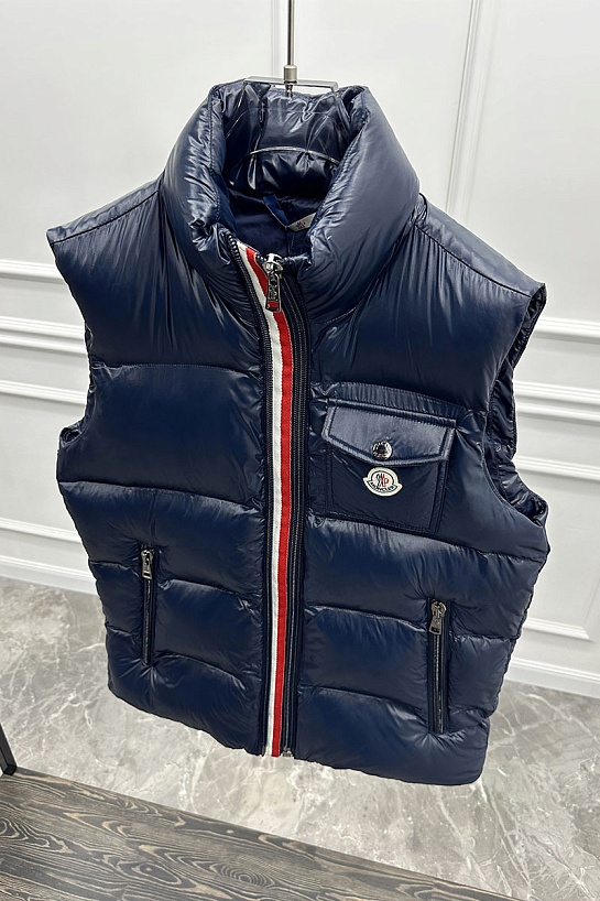 Мужской жилет тёмно-синего цвета Moncler logo-patch