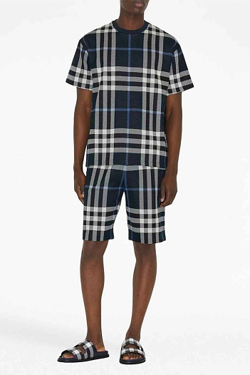 Футболка синего цвета Burberry check motif   