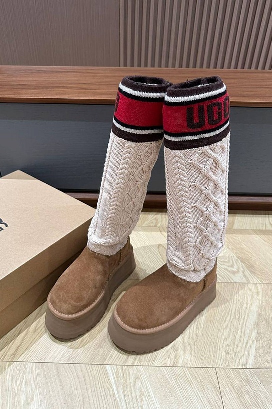 Женские сапоги UGG Classic Sweater Letter - Chestnut
