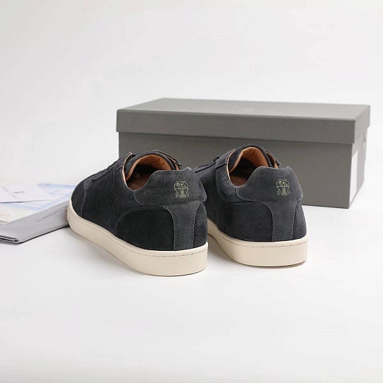 Замшевые кроссовки Brunello Cucinelli logo-print - Grey
