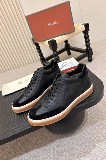 Кожаные кроссовки с мехом Loro Piana high-top   