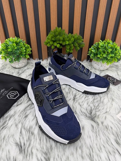 Комбинированные кроссовки Philipp Plein Predator - Navy   
