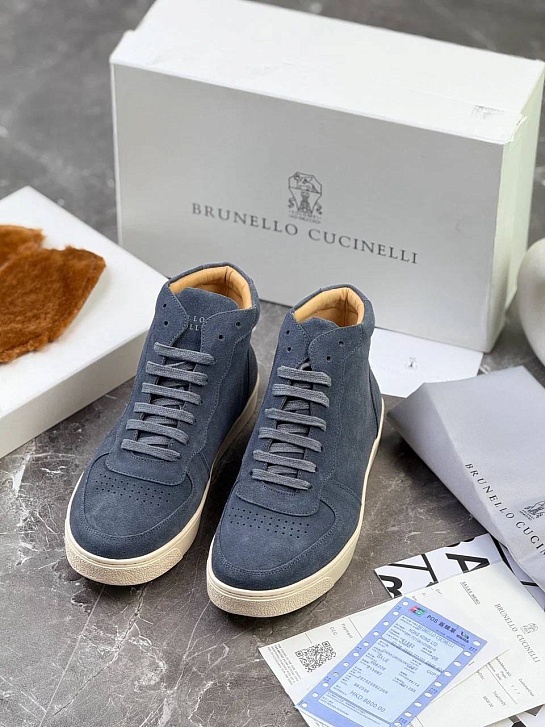 Замшевые кроссовки с меховой стелькой Brunello Cucinelli