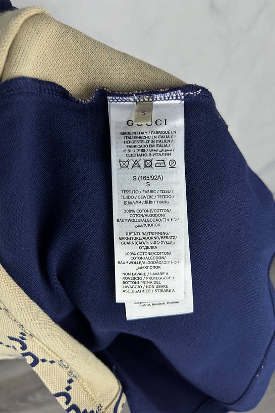 Мужское поло Gucci GG monogram all-over - Navy / Beige
