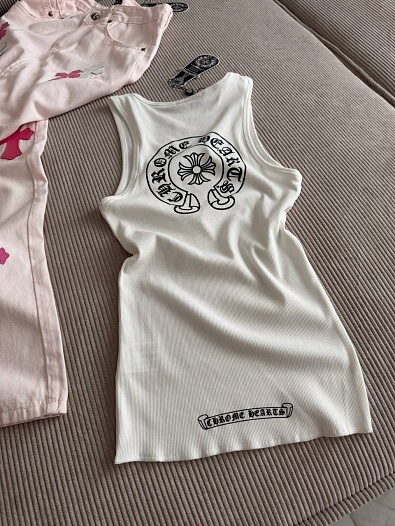 Женская белая майка Chrome Hearts premium   