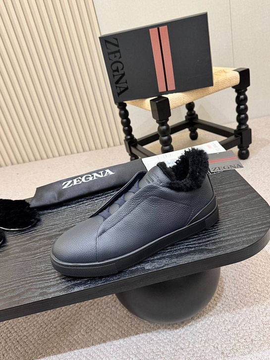 Кроссовки с мехом Ermenegildo Zegna Triple Stitch high-top