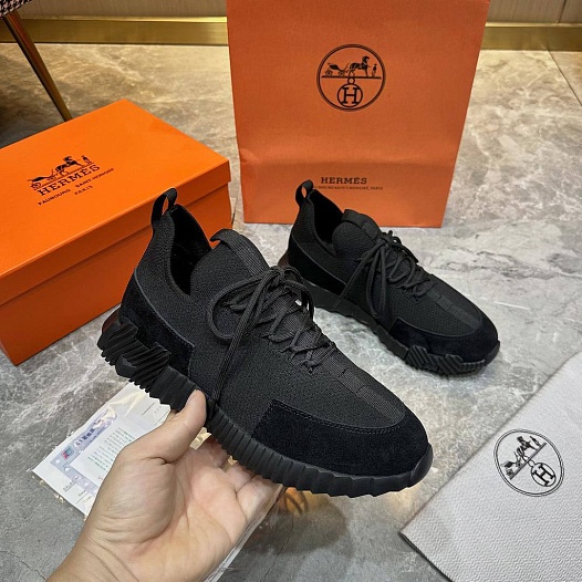 Текстильные кроссовки Hermes lift slip-on - Black   