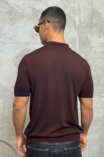 Мужское поло бордового цвета Zilli zip neck   
