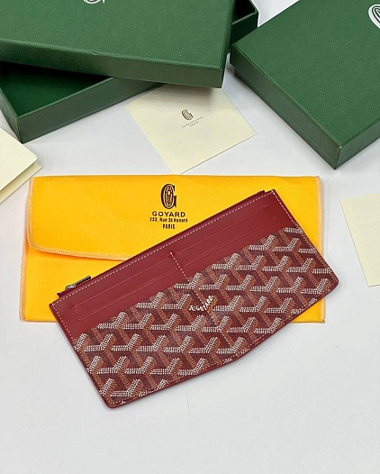 Кожаный кошелек Goyard Insert Louise Premium 21x11см - Red   