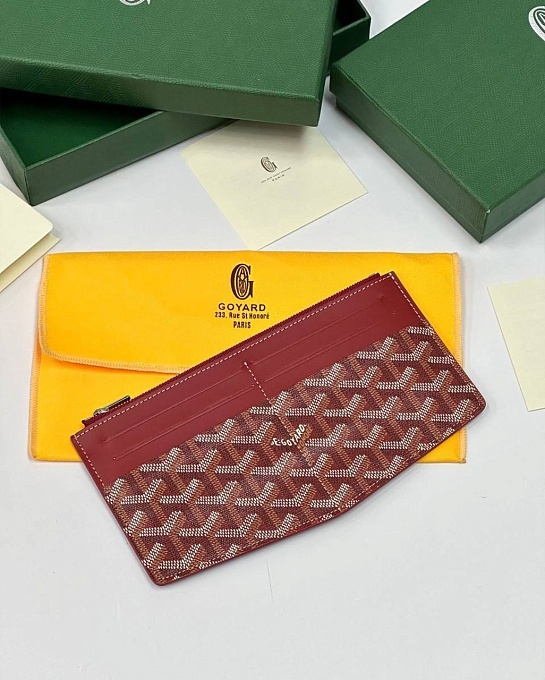 Кожаный кошелек Goyard Insert Louise Premium 21x11см - Red