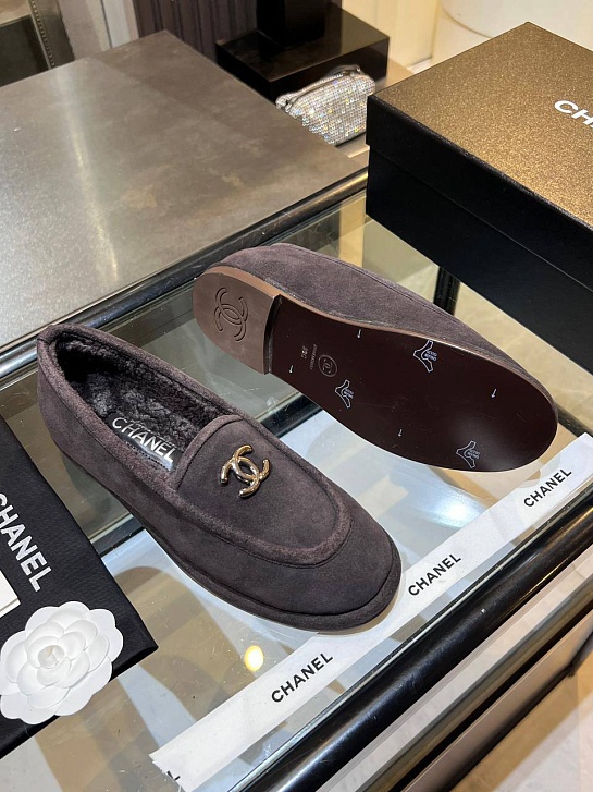 Женские замшевые лоферы Chanel premium