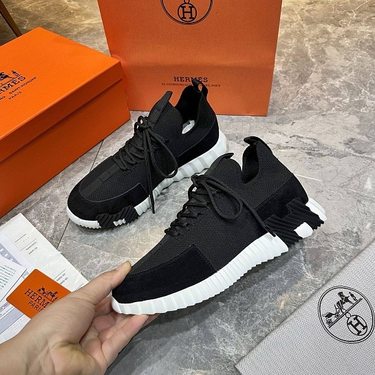 Текстильные кроссовки Hermes lift slip-on - Black / White