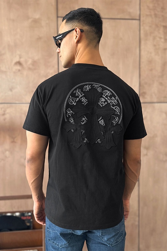 Чёрная оверсайз футболка Gothic logo