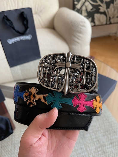Кожаный ремень Chrome Hearts Cross Patch Cemetery premium   