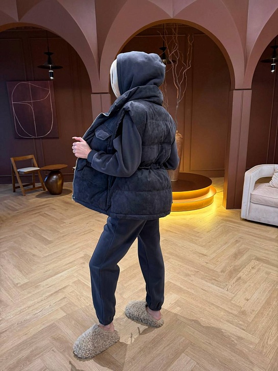 Женский костюм тройка на флисе Loro Piana premium - Grey