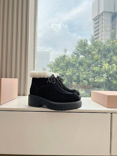 Женские замшевые ботинки с мехом MIU MIU Premium   