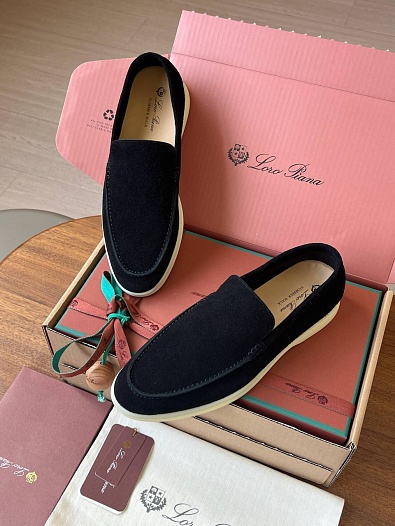 Замшевые лоферы Loro Piana Premium - Black   