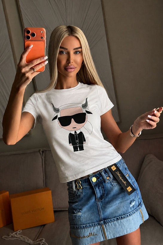 Женская белая футболка Karl Lagerfeld "Taurus"