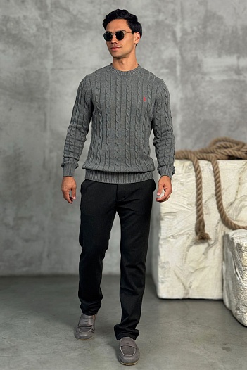 Мужской свитер Polo Ralph Lauren cable-knit - Grey   