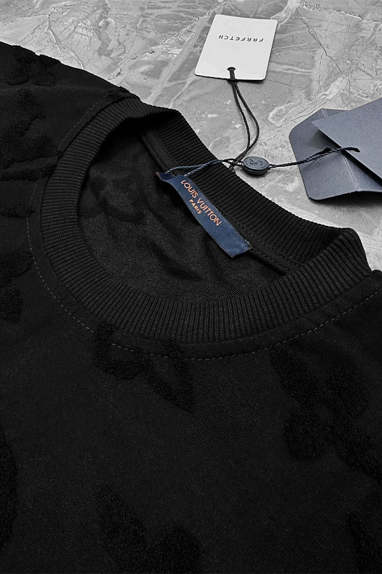 Чёрная оверсайз футболка Louis Vuitton Monogram All-over
