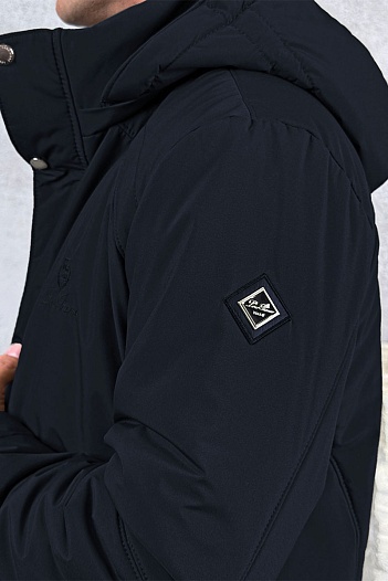 Парка тёмно-синего цвета Loro Piana logo-patch   