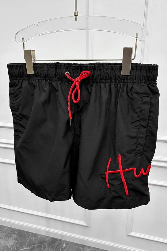 Мужские чёрные шорты Hugo Boss Dugo logo-embroidered