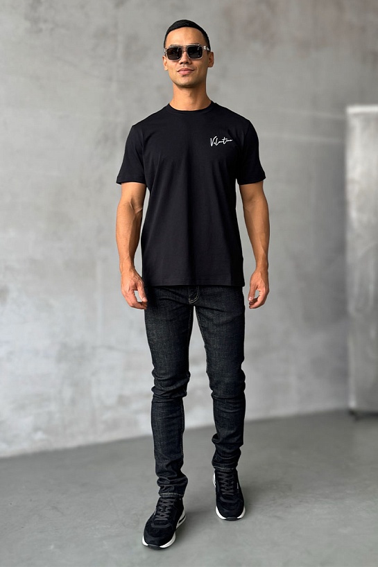 Мужская чёрная футболка Valentino VLogo Signature