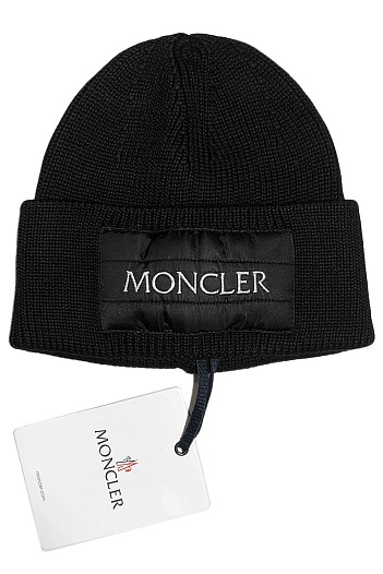 Мужская шапка Moncler чёрного цвета   