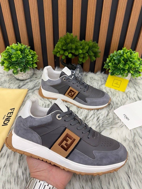 Мужские кроссовки Fendi FF logo - Grey