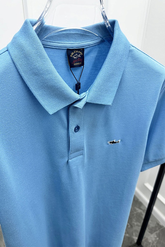 Голубое поло Paul & Shark logo-embroidered