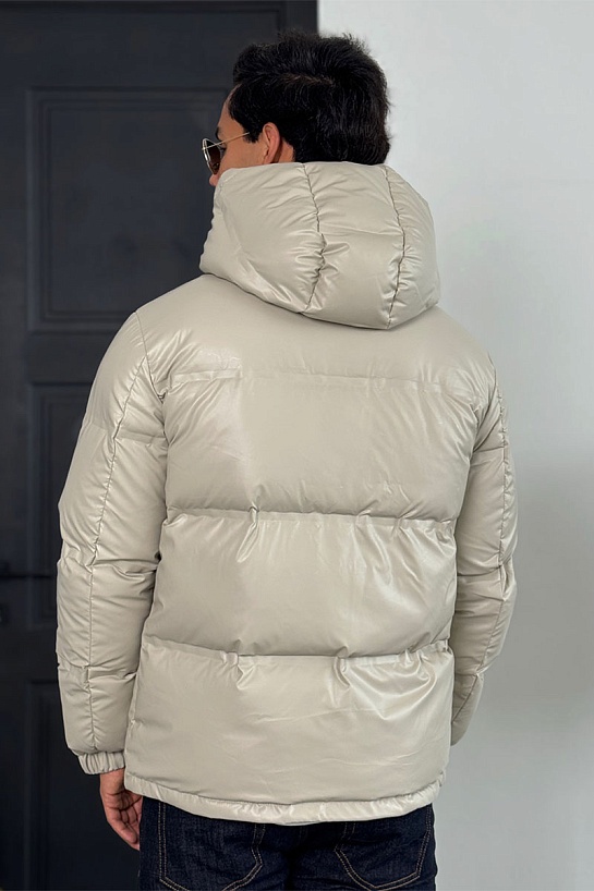 Мужской пуховик Prada logo-plaque - Beige