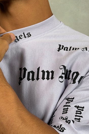 Светло-фиолетовая оверсайз футболка Palm Angels Ultra Logo   