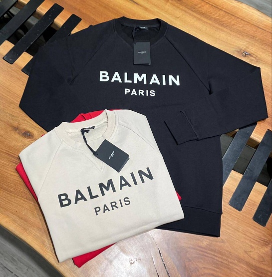 Мужской красный свитшот Balmain Paris logo-print