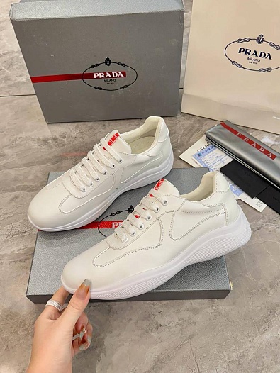 Кожаные кроссовки Prada America's Cup - White   