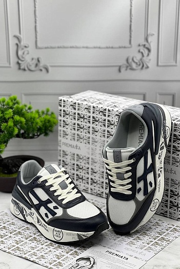 Мужские кроссовки Premiata Moe Run - White / Navy   