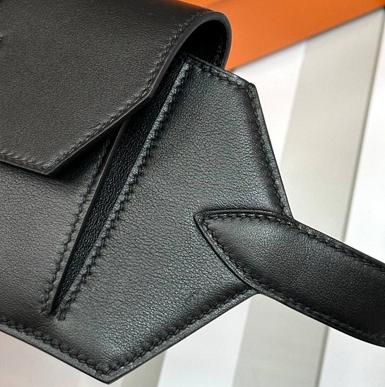 Кожаный ремень Hermes Elan Pocket 24x12 см - Black / Silver