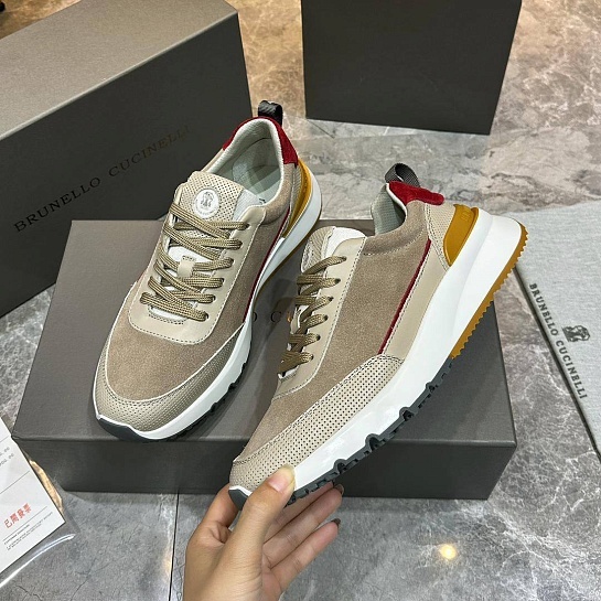 Мужские кроссовки Brunello Cucinelli бежевого цвета
