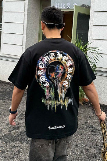 Чёрная оверсайз футболка Chrome Hearts Premium   