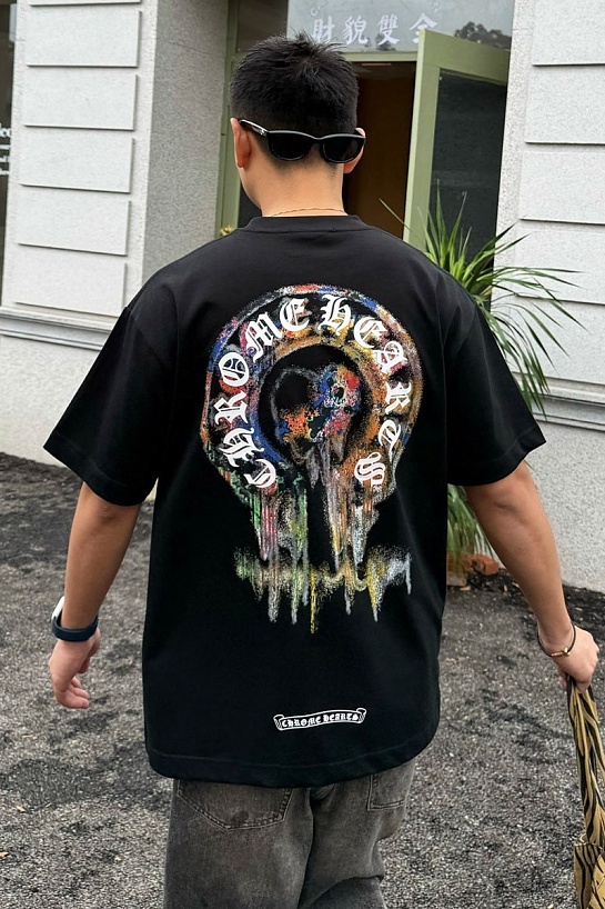 Чёрная оверсайз футболка Chrome Hearts Premium